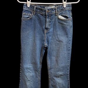 Faded Glory Girl's Medium Blue Denim Stretch Flare Mid Rise Jeans Size 14 Reg